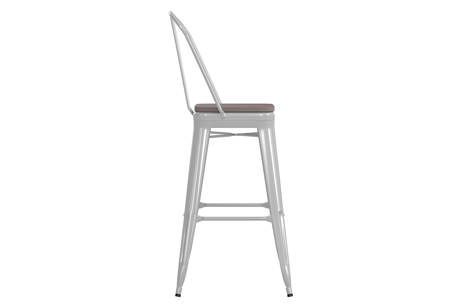 BLNK Kai Commercial All-Weather Bar Height Stool with Removable Back and Resin Seat - White/Gray