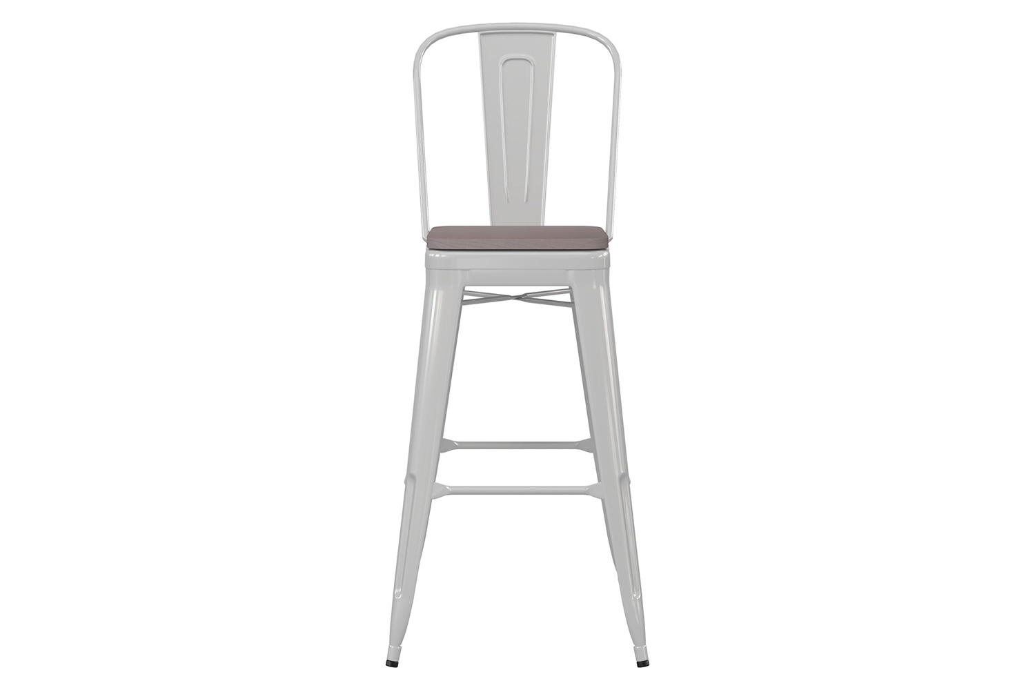 BLNK Kai Commercial All-Weather Bar Height Stool with Removable Back and Resin Seat - White/Gray