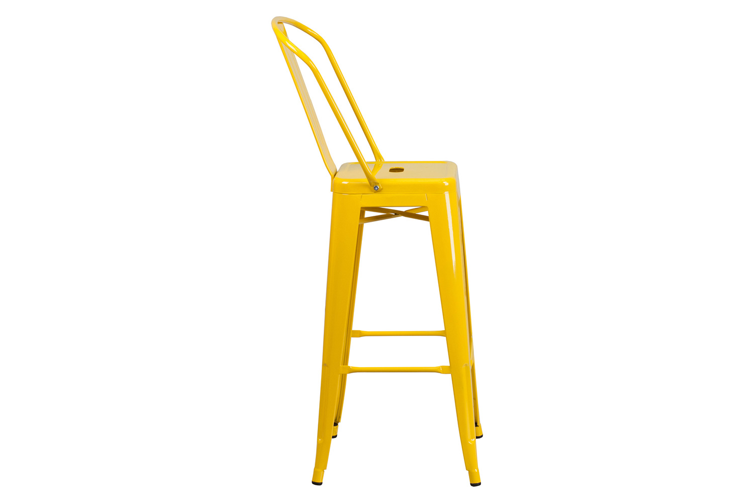 BLNK Kai Commercial Metal Indoor-Outdoor Bar Stool with Removable Back - Yellow