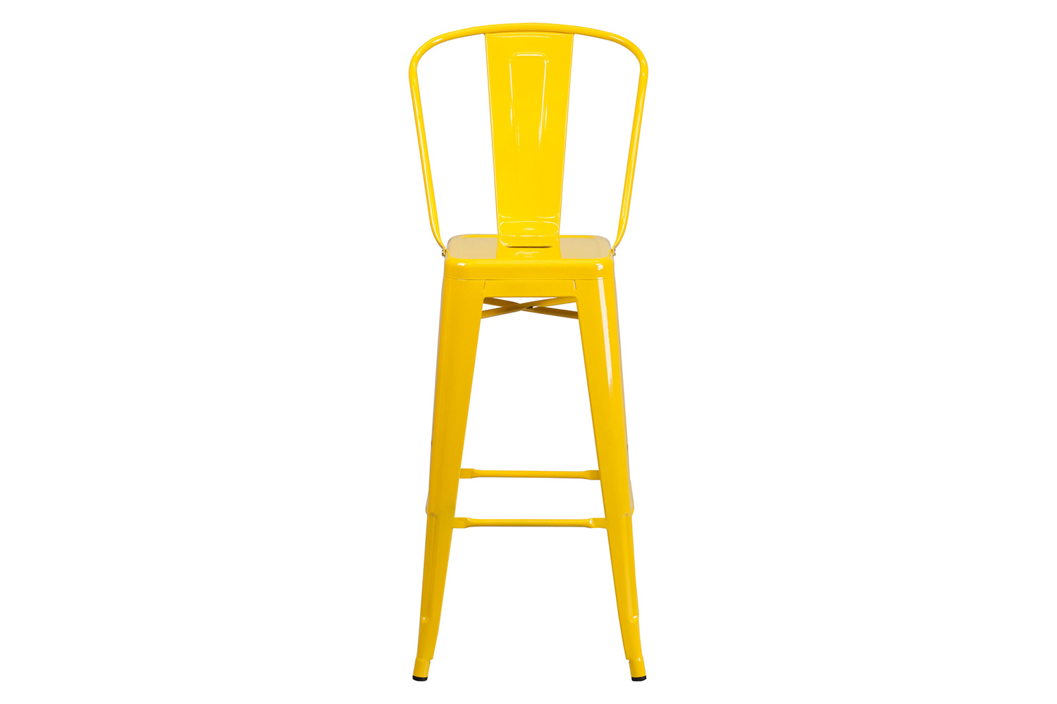 BLNK Kai Commercial Metal Indoor-Outdoor Bar Stool with Removable Back - Yellow