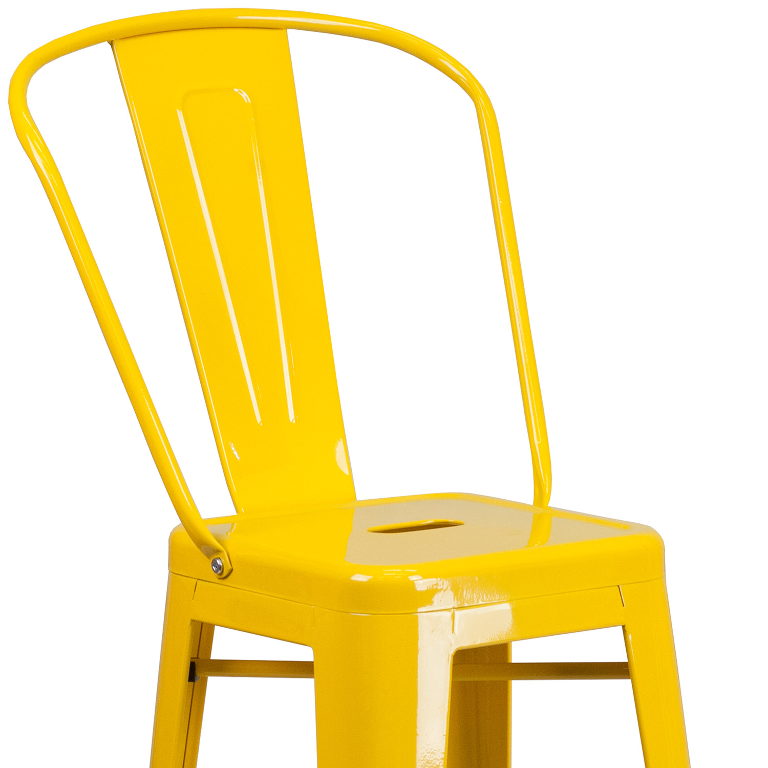 BLNK Kai Commercial Metal Indoor-Outdoor Bar Stool with Removable Back - Yellow