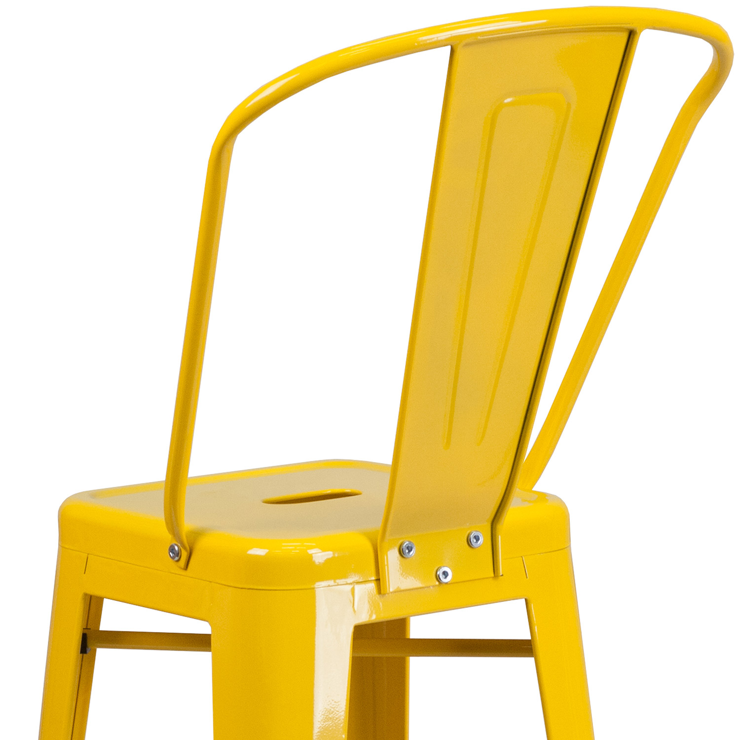 BLNK Kai Commercial Metal Indoor-Outdoor Bar Stool with Removable Back - Yellow