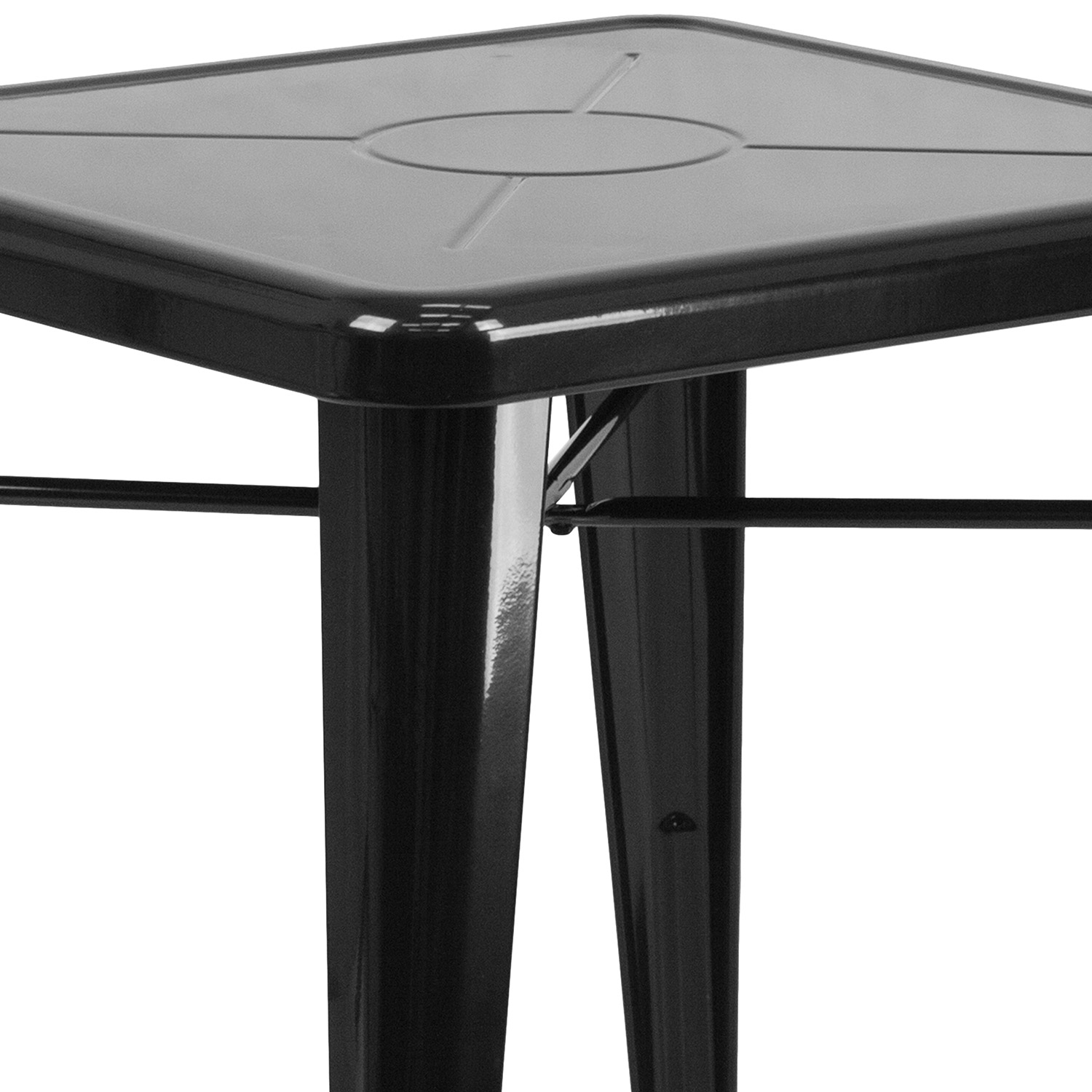 BLNK Owen Commercial Square Metal Indoor-Outdoor Table Set with 2 Stack Chairs - Black