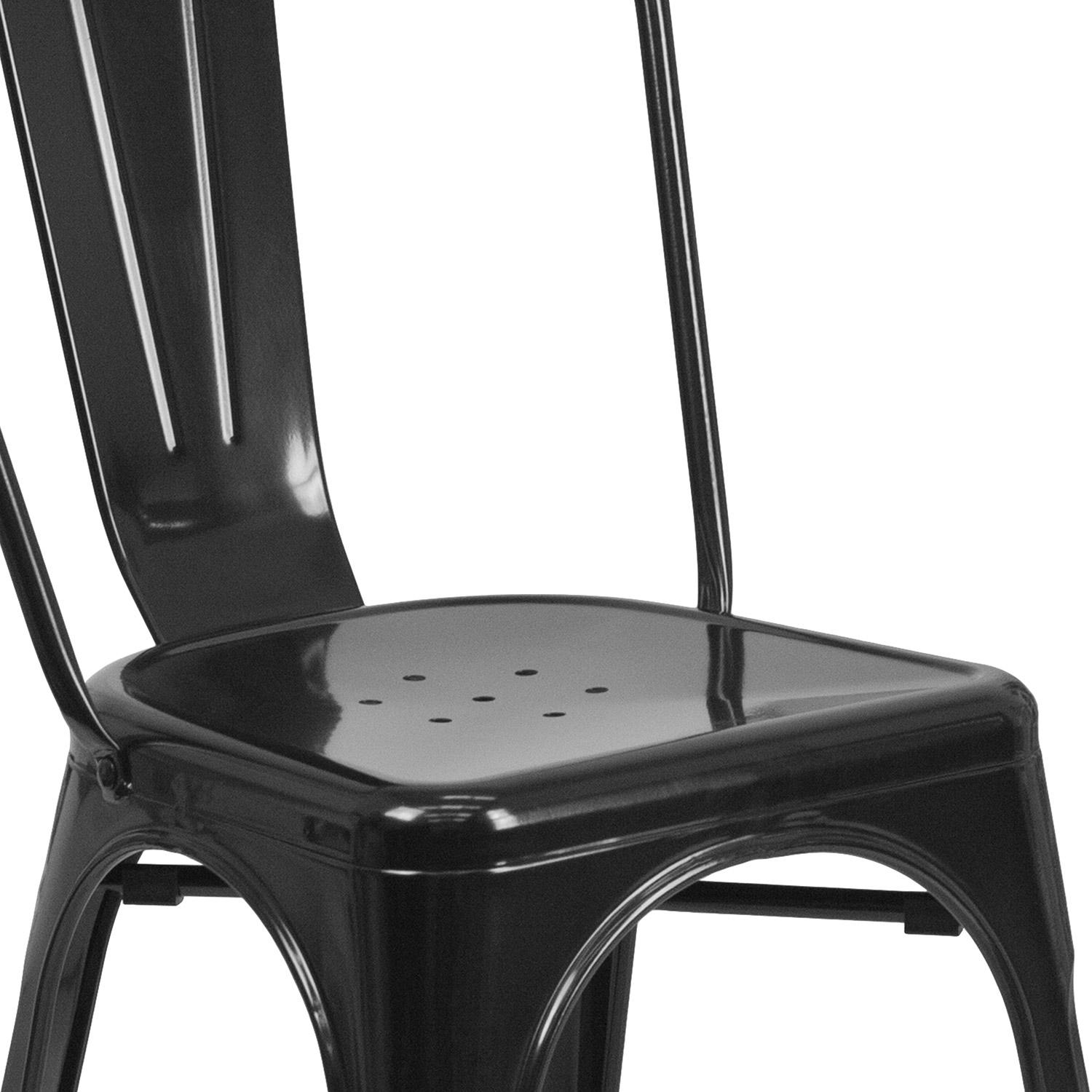 BLNK Owen Commercial Square Metal Indoor-Outdoor Table Set with 2 Stack Chairs - Black