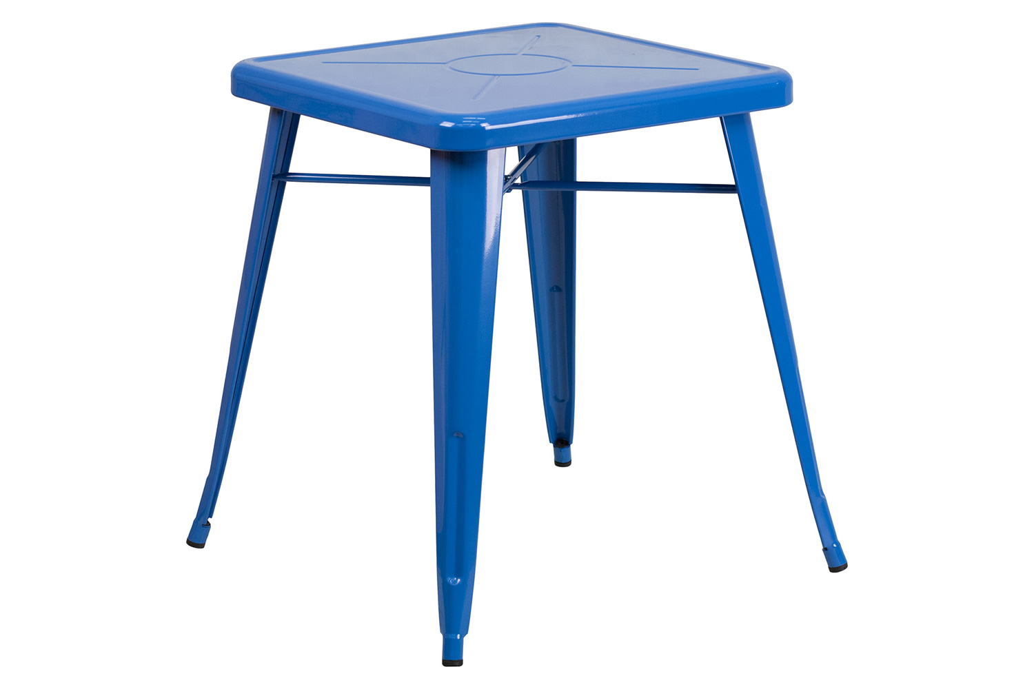 BLNK Owen Commercial Square Metal Indoor-Outdoor Table Set with 2 Stack Chairs - Blue