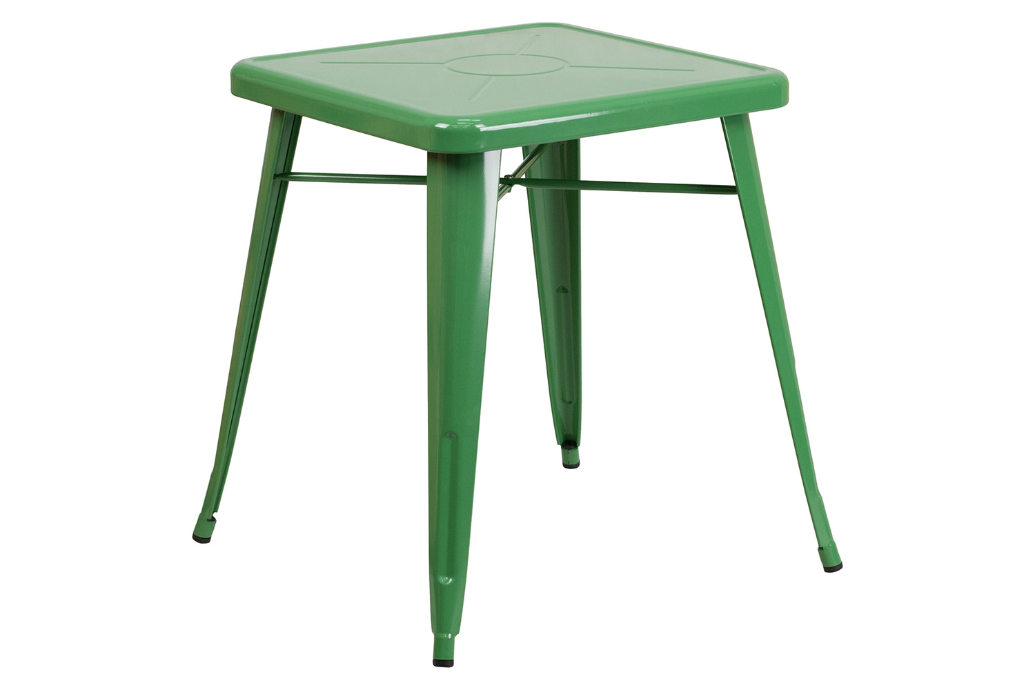 BLNK Owen Commercial Square Metal Indoor-Outdoor Table Set with 2 Stack Chairs - Green