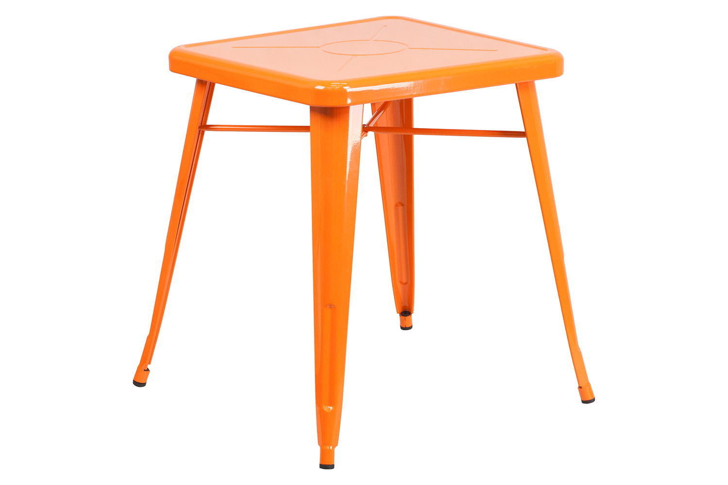 BLNK Owen Commercial Square Metal Indoor-Outdoor Table Set with 2 Stack Chairs - Orange