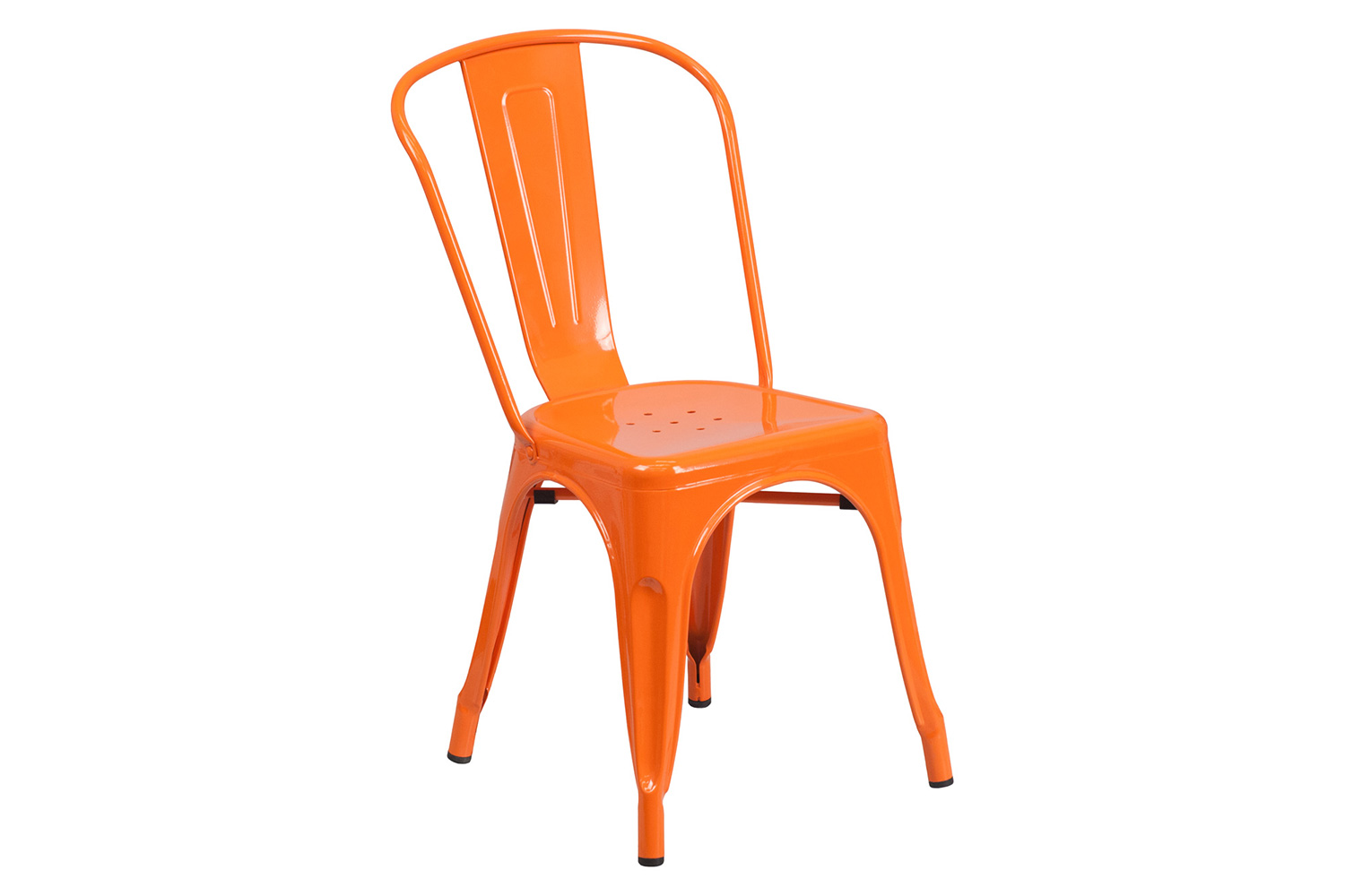 BLNK Owen Commercial Square Metal Indoor-Outdoor Table Set with 2 Stack Chairs - Orange