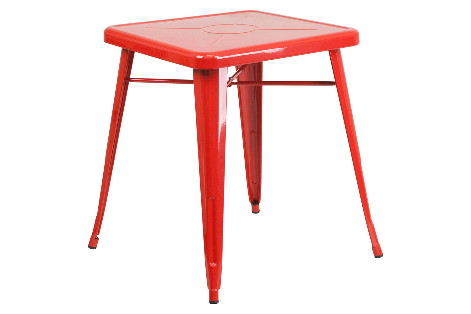 BLNK Owen Commercial Square Metal Indoor-Outdoor Table Set with 2 Stack Chairs - Red