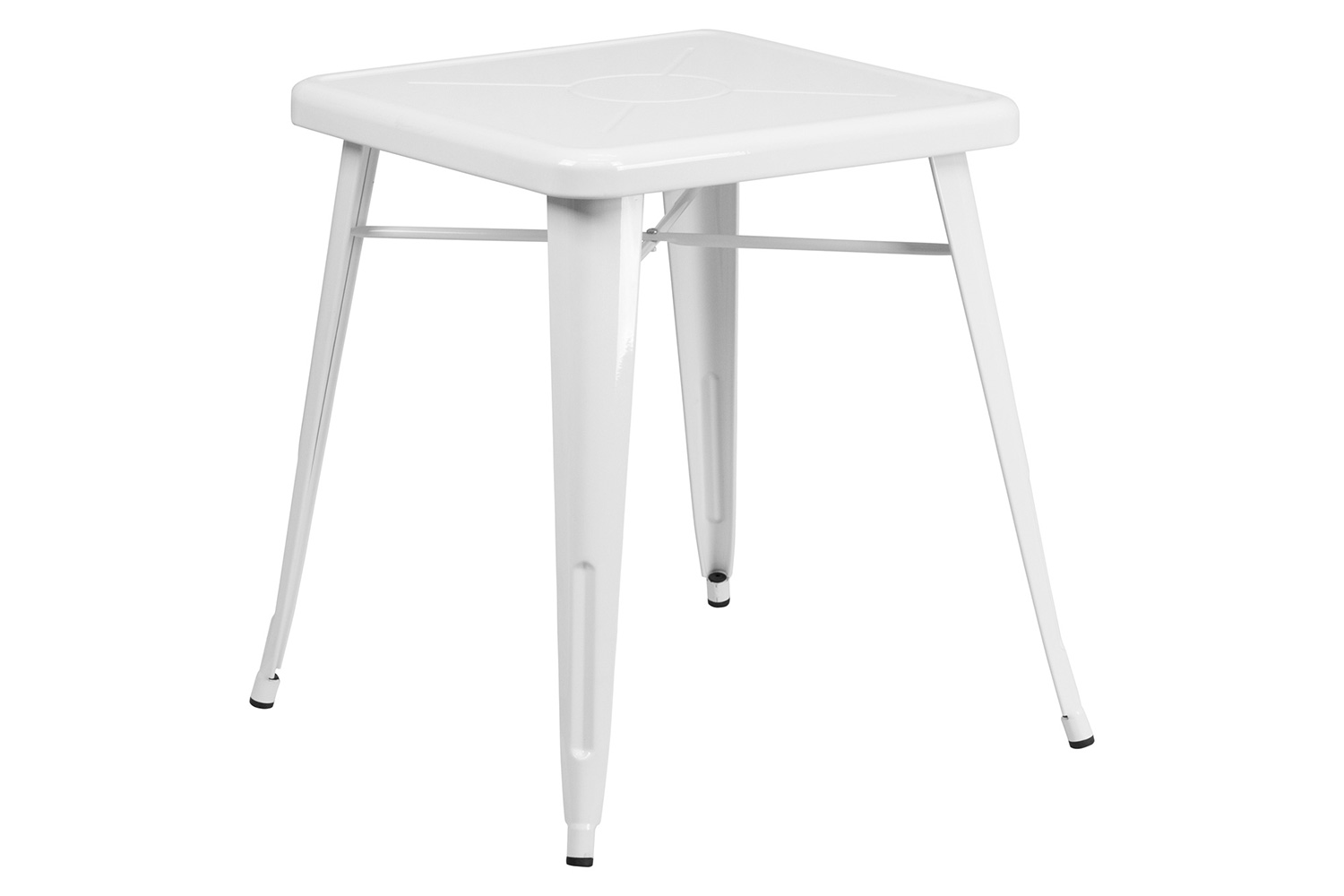 BLNK Owen Commercial Square Metal Indoor-Outdoor Table Set with 2 Stack Chairs - White