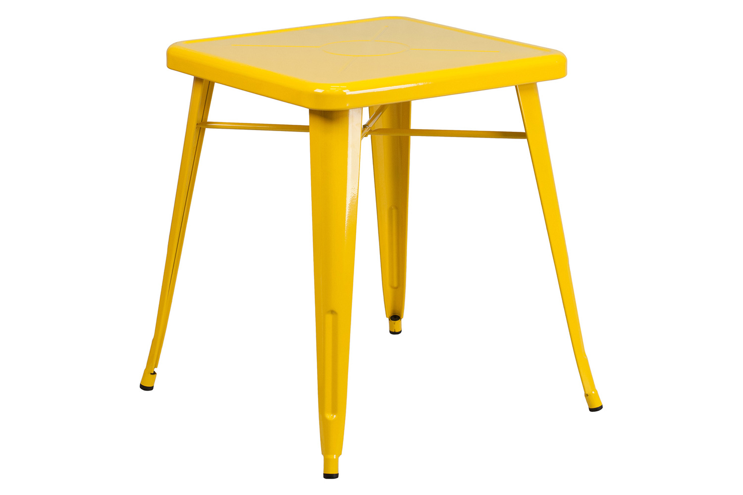 BLNK Owen Commercial Square Metal Indoor-Outdoor Table Set with 2 Stack Chairs - Yellow