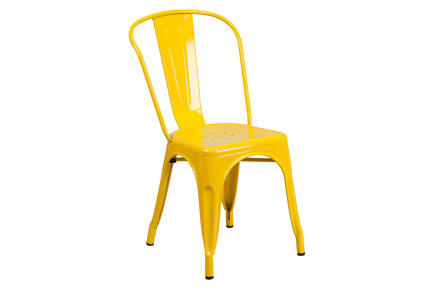 BLNK Owen Commercial Square Metal Indoor-Outdoor Table Set with 2 Stack Chairs - Yellow