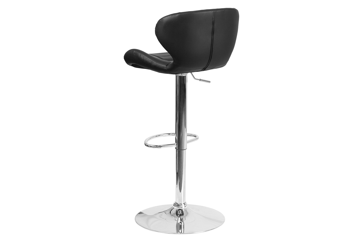 BLNK™ Francis Vinyl Adjustable Height Bar Stool with Curved Back and Chrome Base - Black