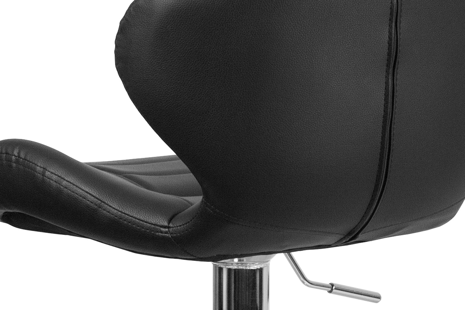 BLNK™ Francis Vinyl Adjustable Height Bar Stool with Curved Back and Chrome Base - Black