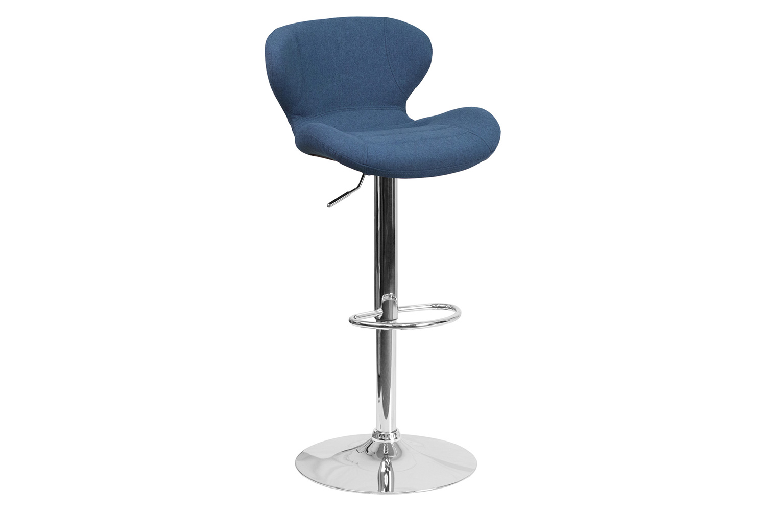 BLNK™ Francis Fabric Adjustable Height Bar Stool with Curved Back and Chrome Base - Blue