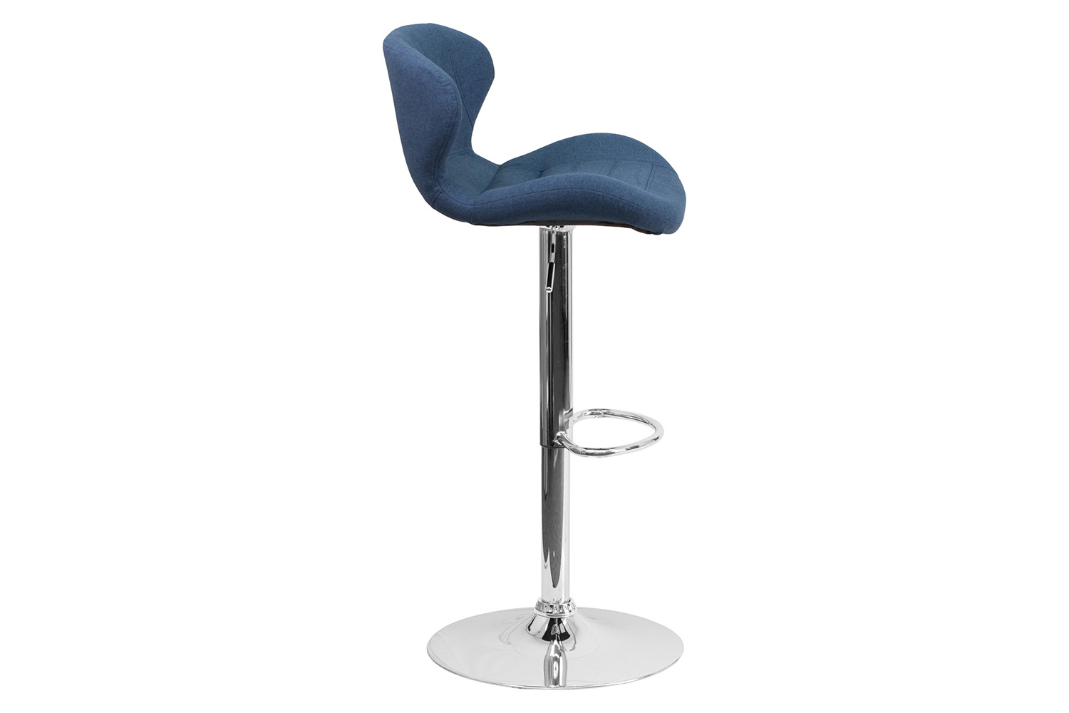 BLNK™ Francis Fabric Adjustable Height Bar Stool with Curved Back and Chrome Base - Blue