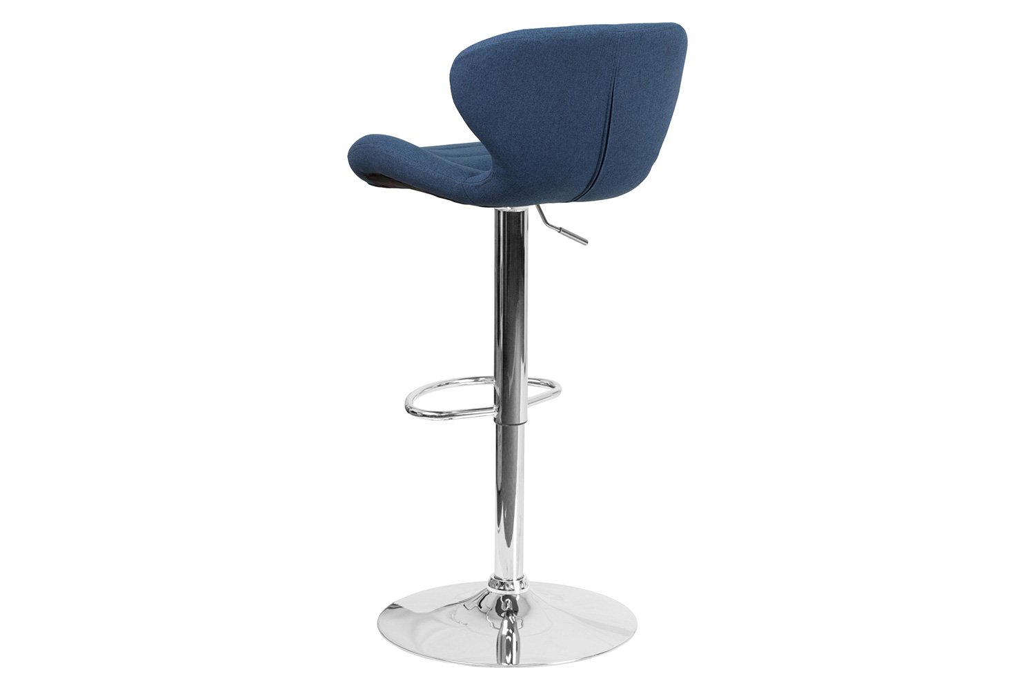 BLNK™ Francis Fabric Adjustable Height Bar Stool with Curved Back and Chrome Base - Blue