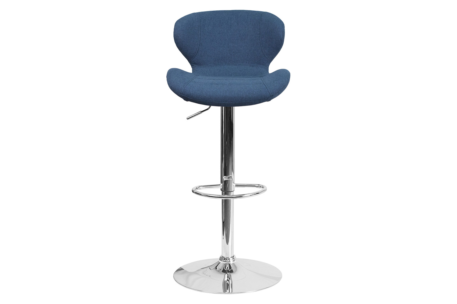 BLNK™ Francis Fabric Adjustable Height Bar Stool with Curved Back and Chrome Base - Blue