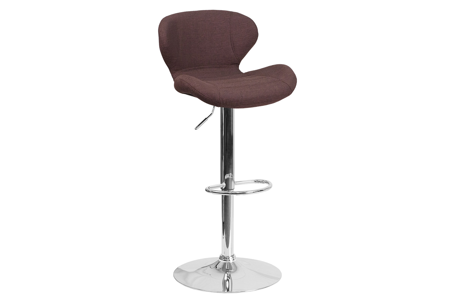 BLNK - Contemporary Fabric Adjustable Height Bar Stool with Curved Back and Chrome Base