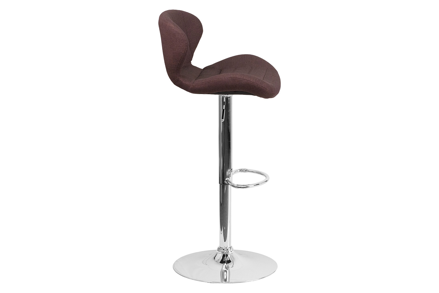 BLNK - Contemporary Fabric Adjustable Height Bar Stool with Curved Back and Chrome Base