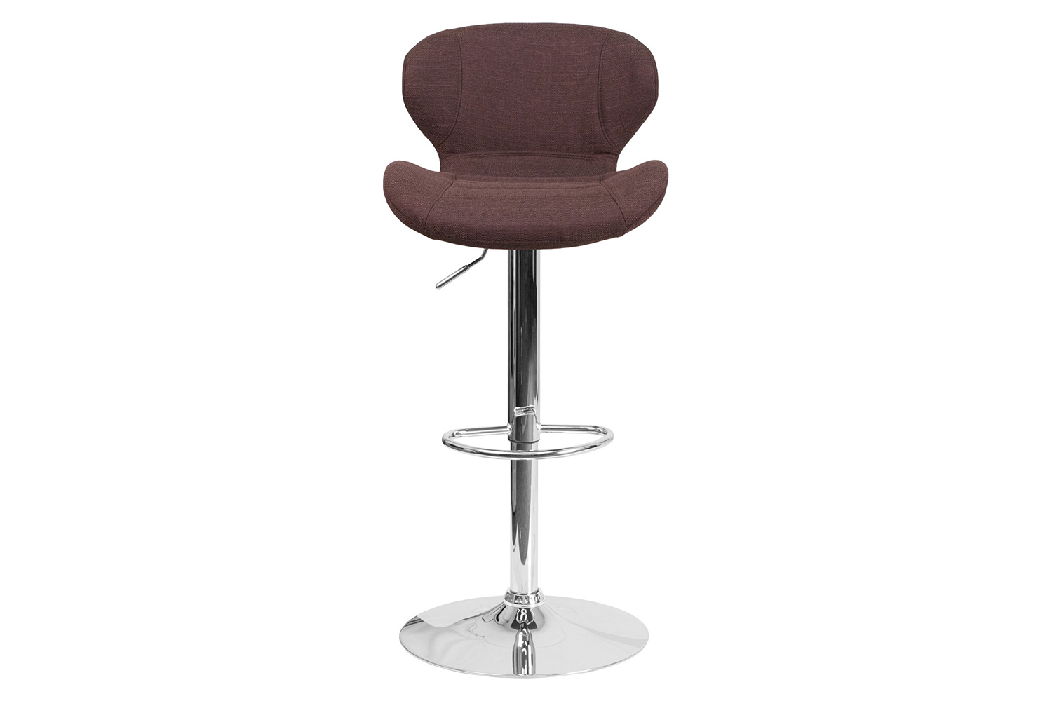 BLNK - Contemporary Fabric Adjustable Height Bar Stool with Curved Back and Chrome Base