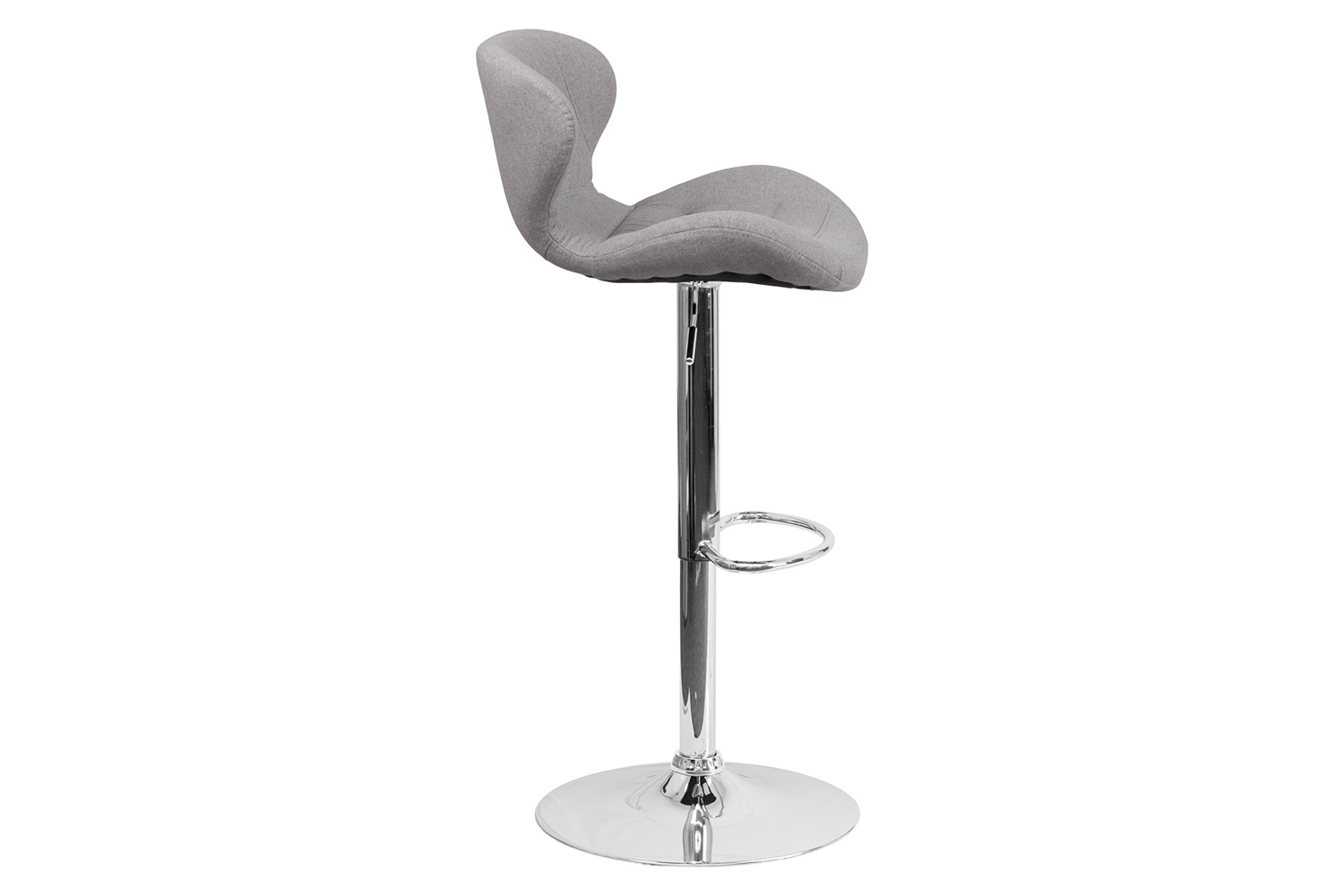 BLNK Francis Fabric Adjustable Height Bar Stool with Curved Back and Chrome Base - Gray