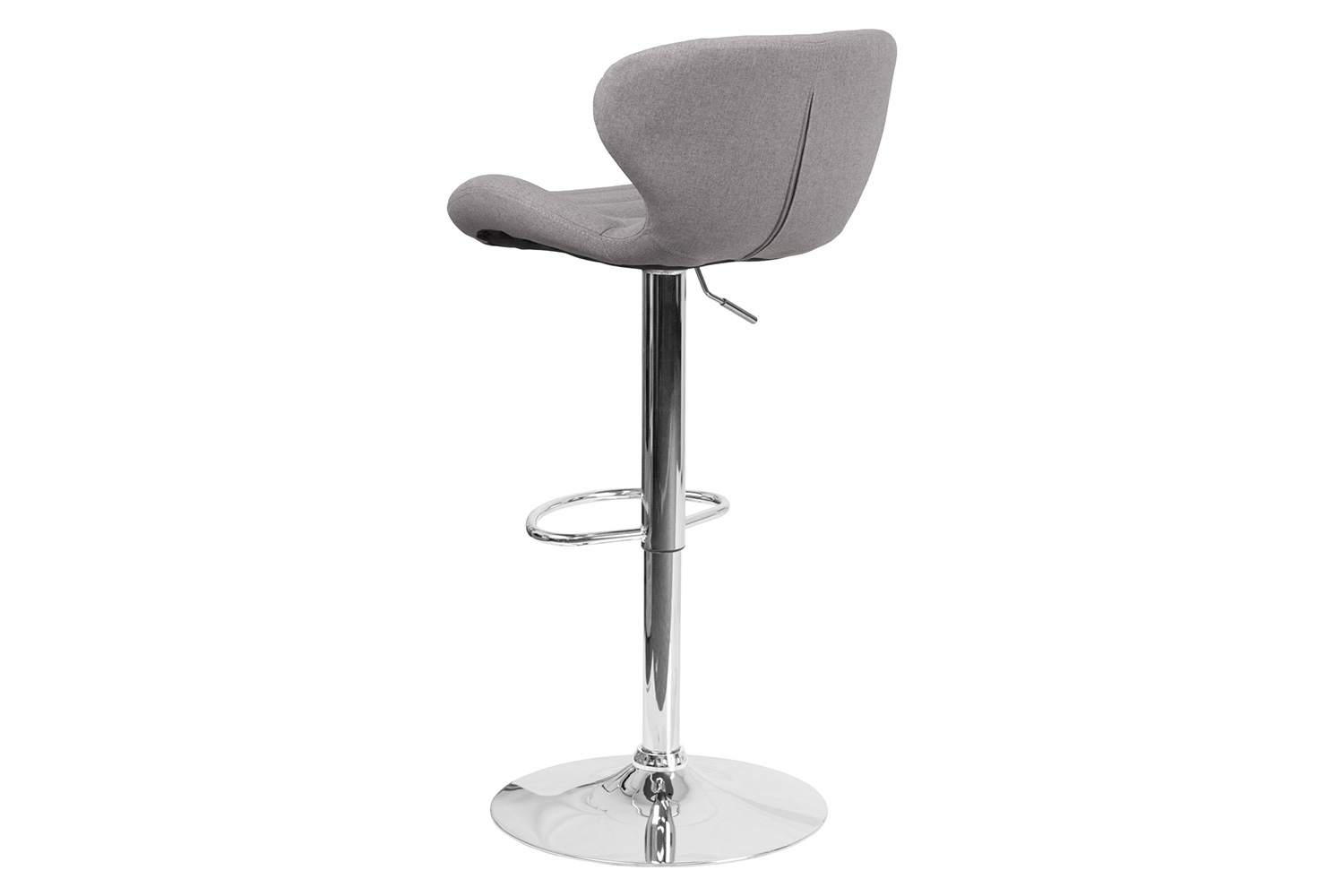 BLNK Francis Fabric Adjustable Height Bar Stool with Curved Back and Chrome Base - Gray