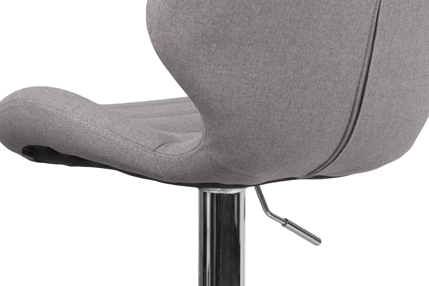 BLNK Francis Fabric Adjustable Height Bar Stool with Curved Back and Chrome Base - Gray