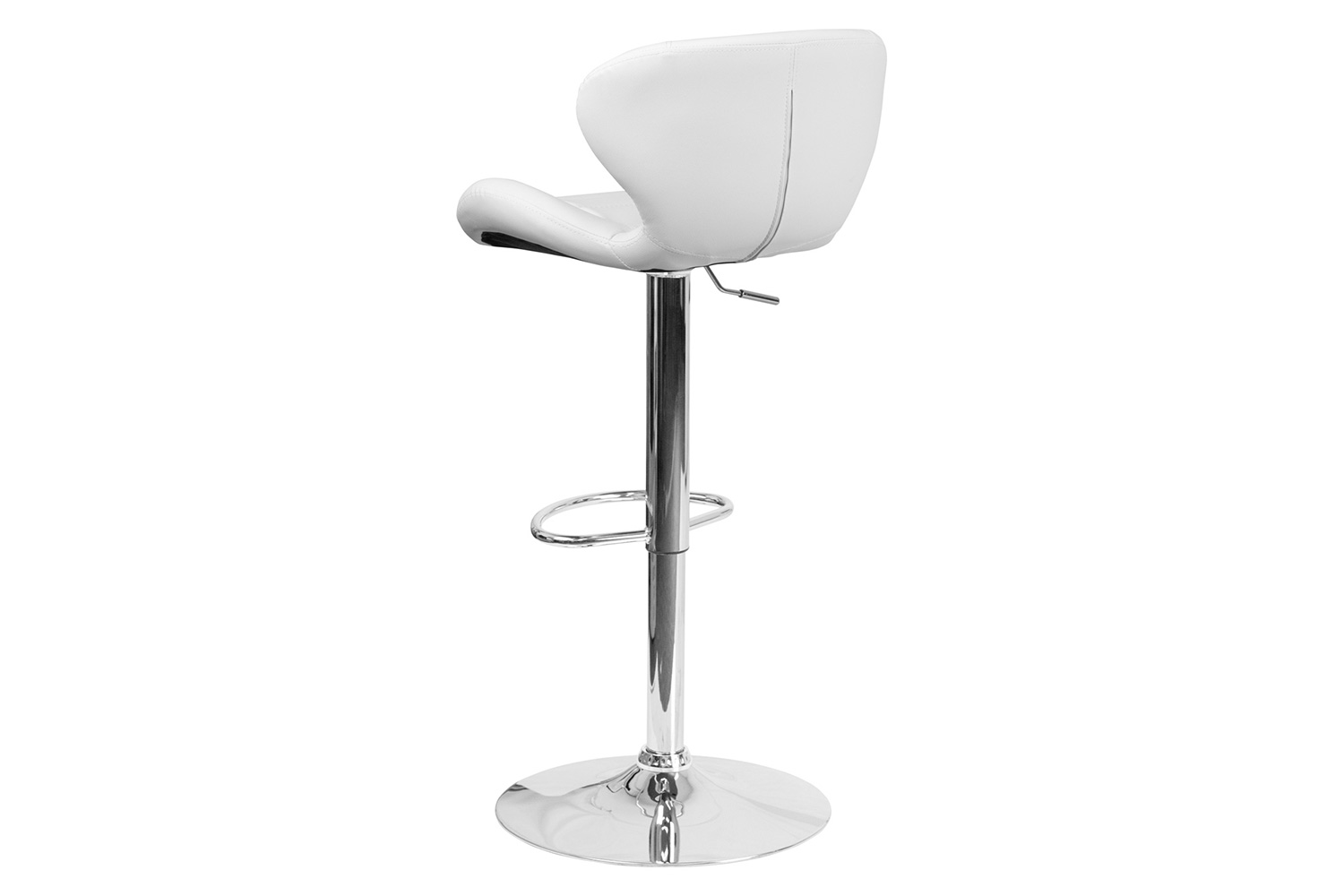 BLNK Francis Vinyl Adjustable Height Bar Stool with Curved Back and Chrome Base - White