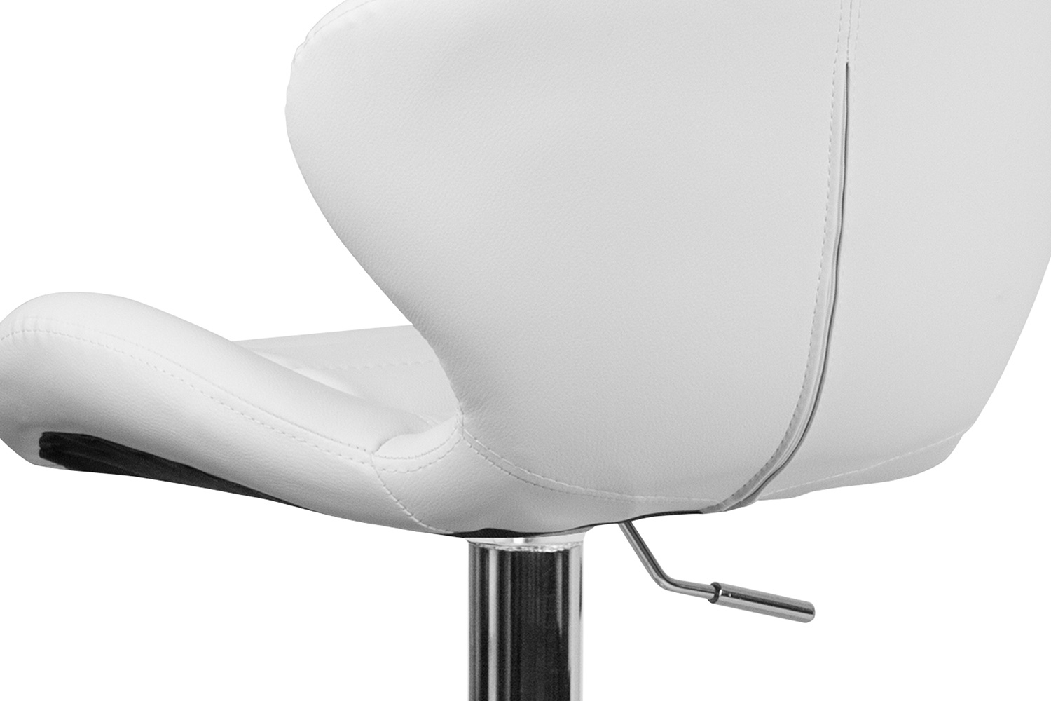 BLNK Francis Vinyl Adjustable Height Bar Stool with Curved Back and Chrome Base - White