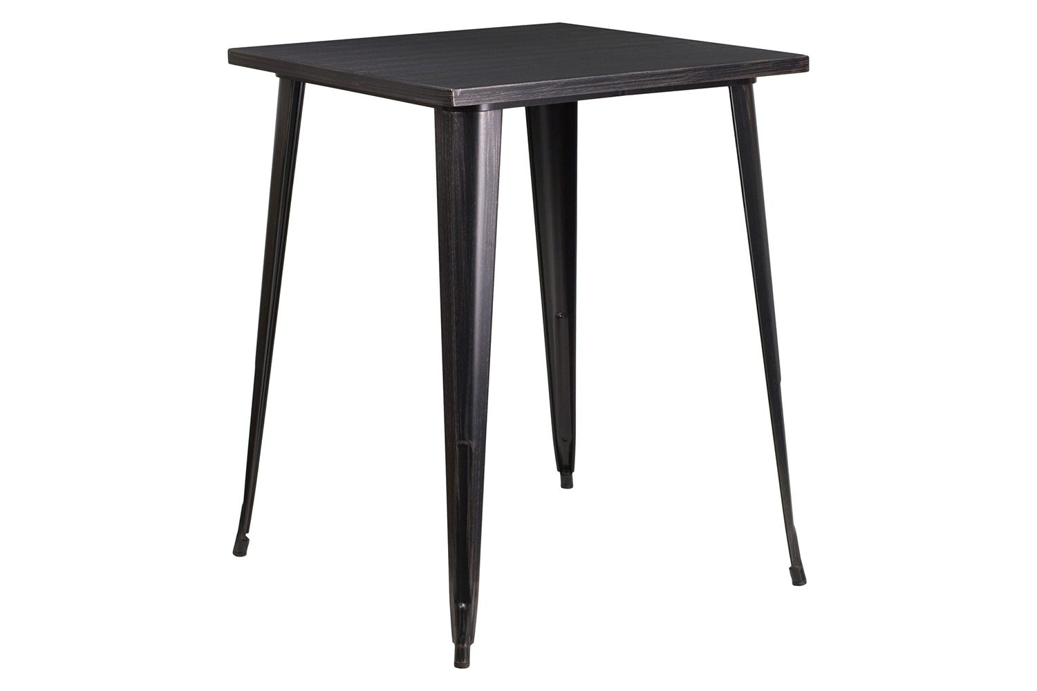 BLNK Nolan Commercial Square Metal Indoor-Outdoor Bar Height Table - Black/Antique Gold