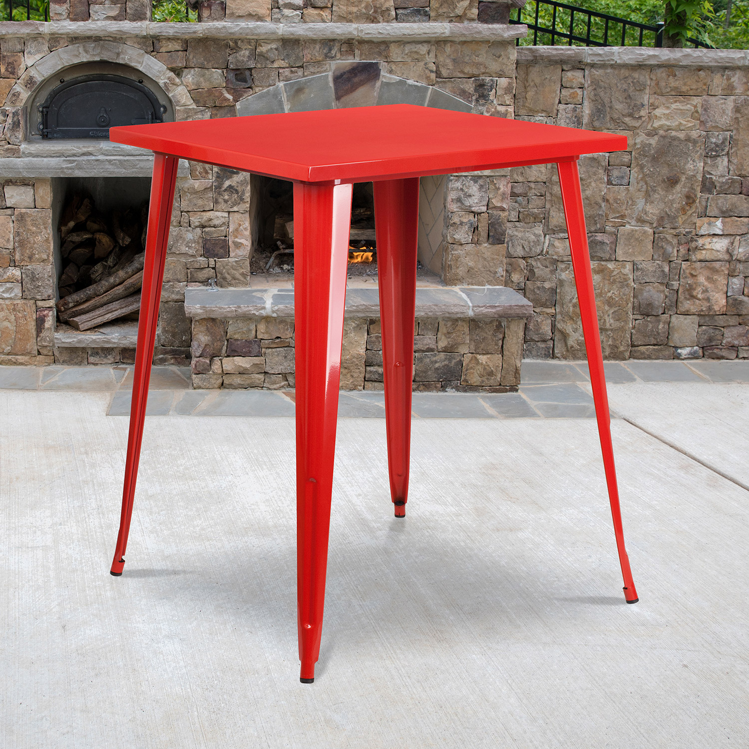 BLNK Nolan Commercial Square Metal Indoor-Outdoor Bar Height Table