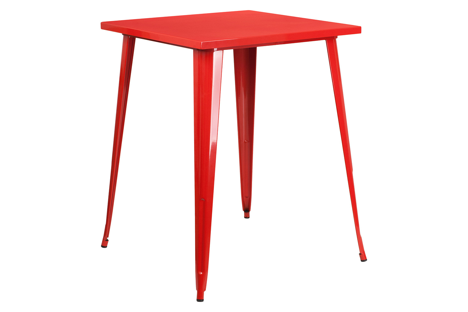 BLNK Nolan Commercial Square Metal Indoor-Outdoor Bar Height Table - Red