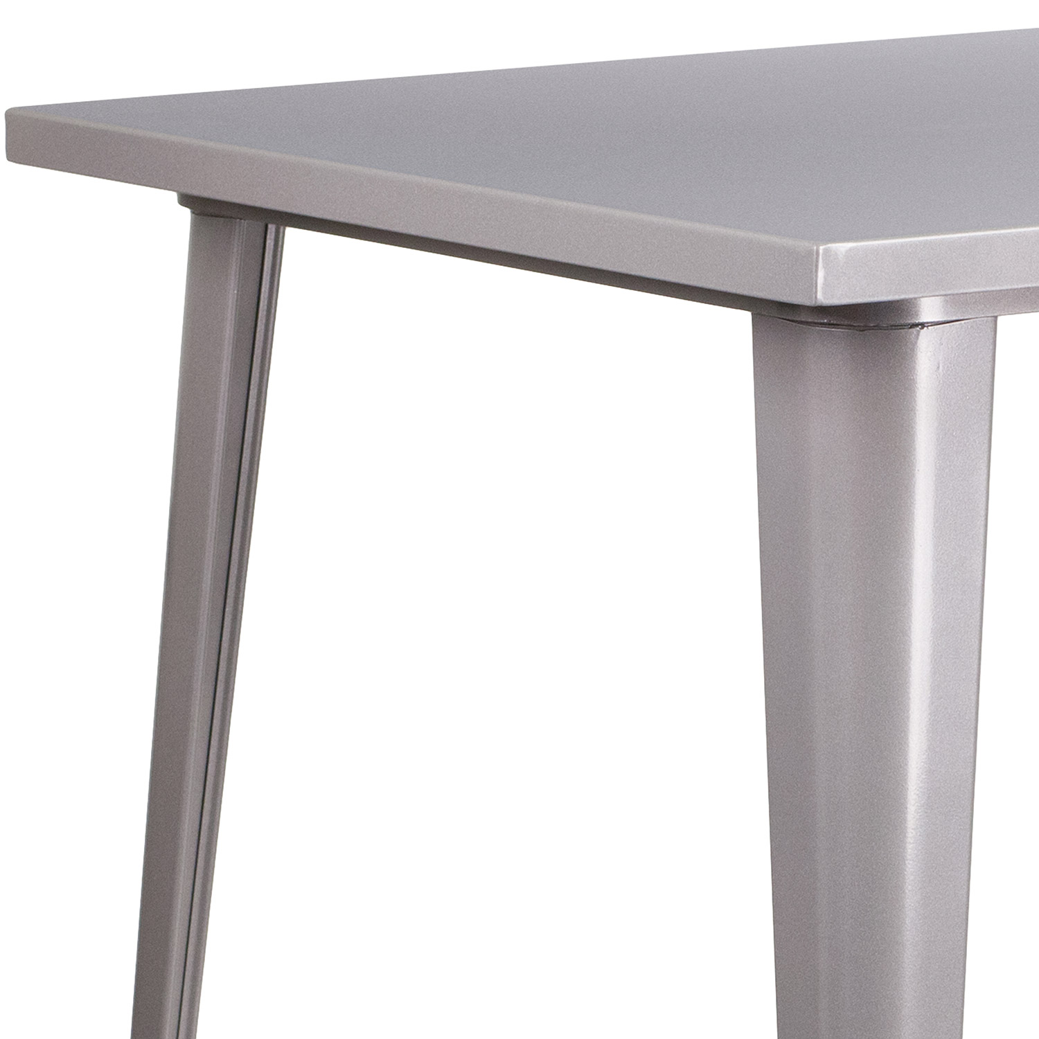 BLNK Nolan Commercial Square Metal Indoor-Outdoor Bar Height Table - Silver