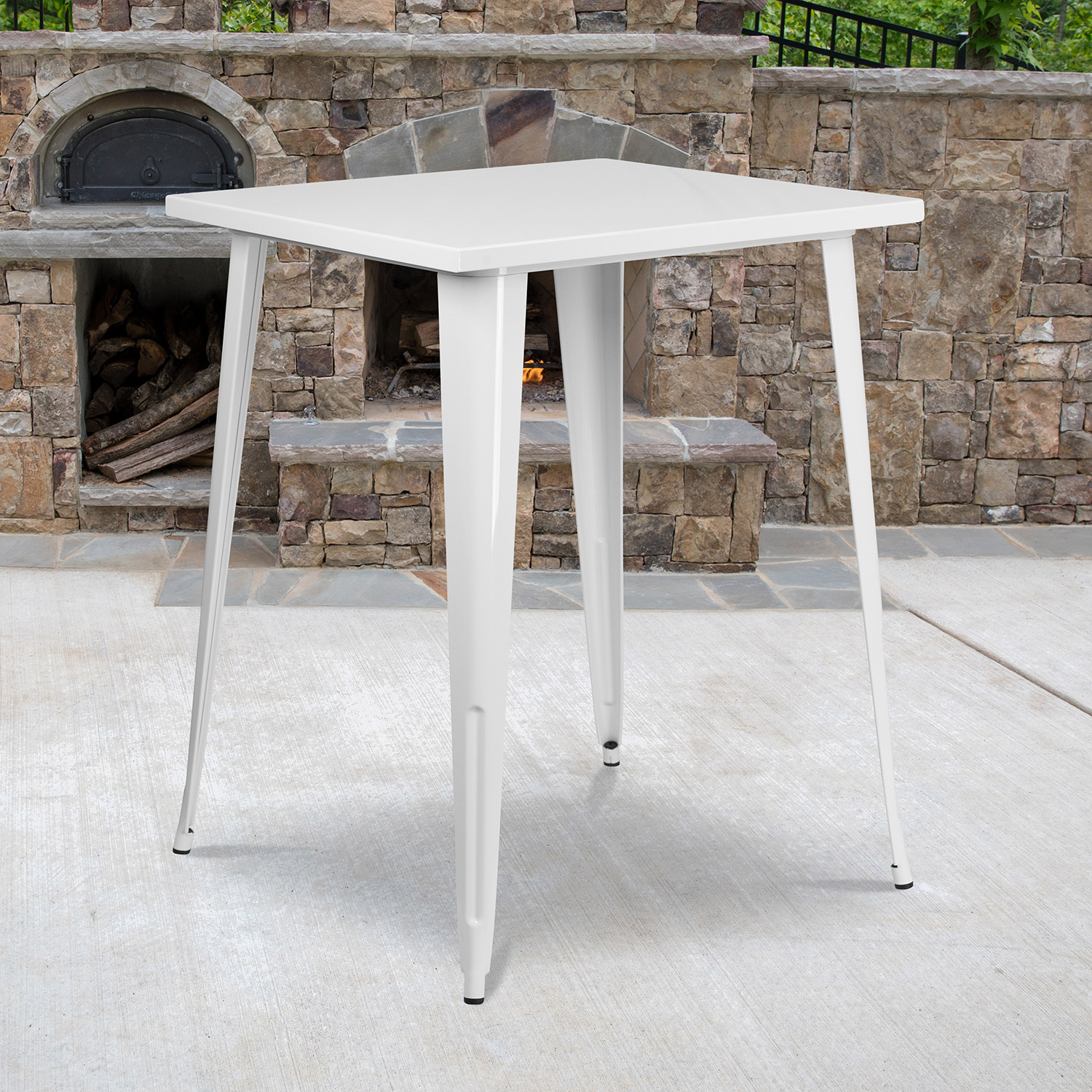 BLNK Nolan Commercial Square Metal Indoor-Outdoor Bar Height Table