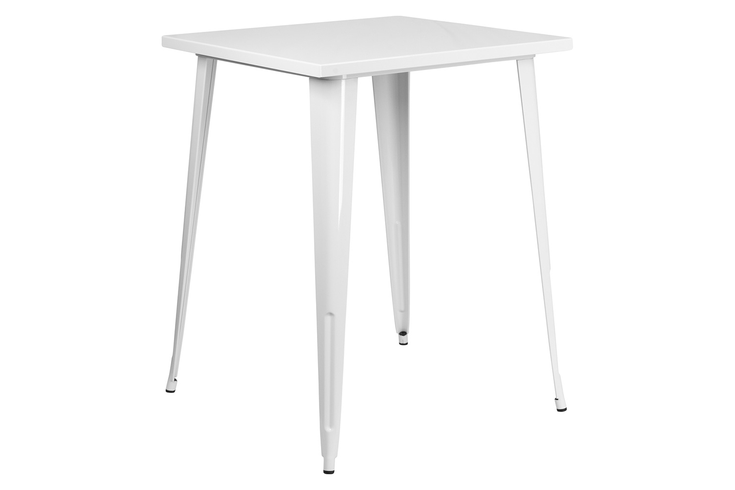 BLNK Nolan Commercial Square Metal Indoor-Outdoor Bar Height Table - White