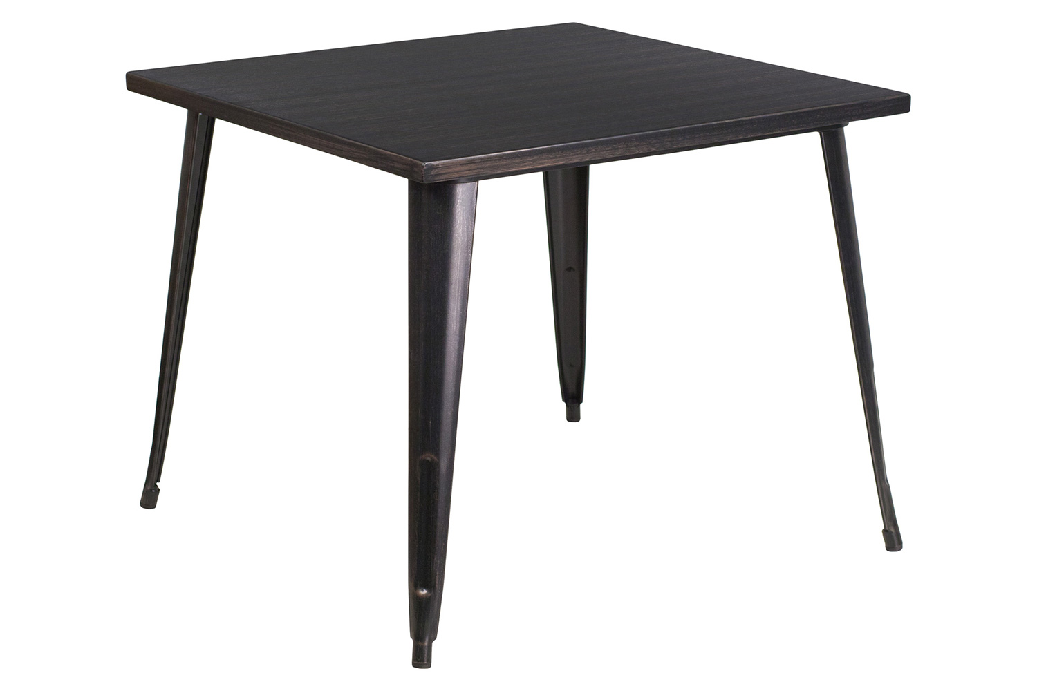 BLNK Parker Commercial Square Metal Indoor-Outdoor Table - Black/Antique