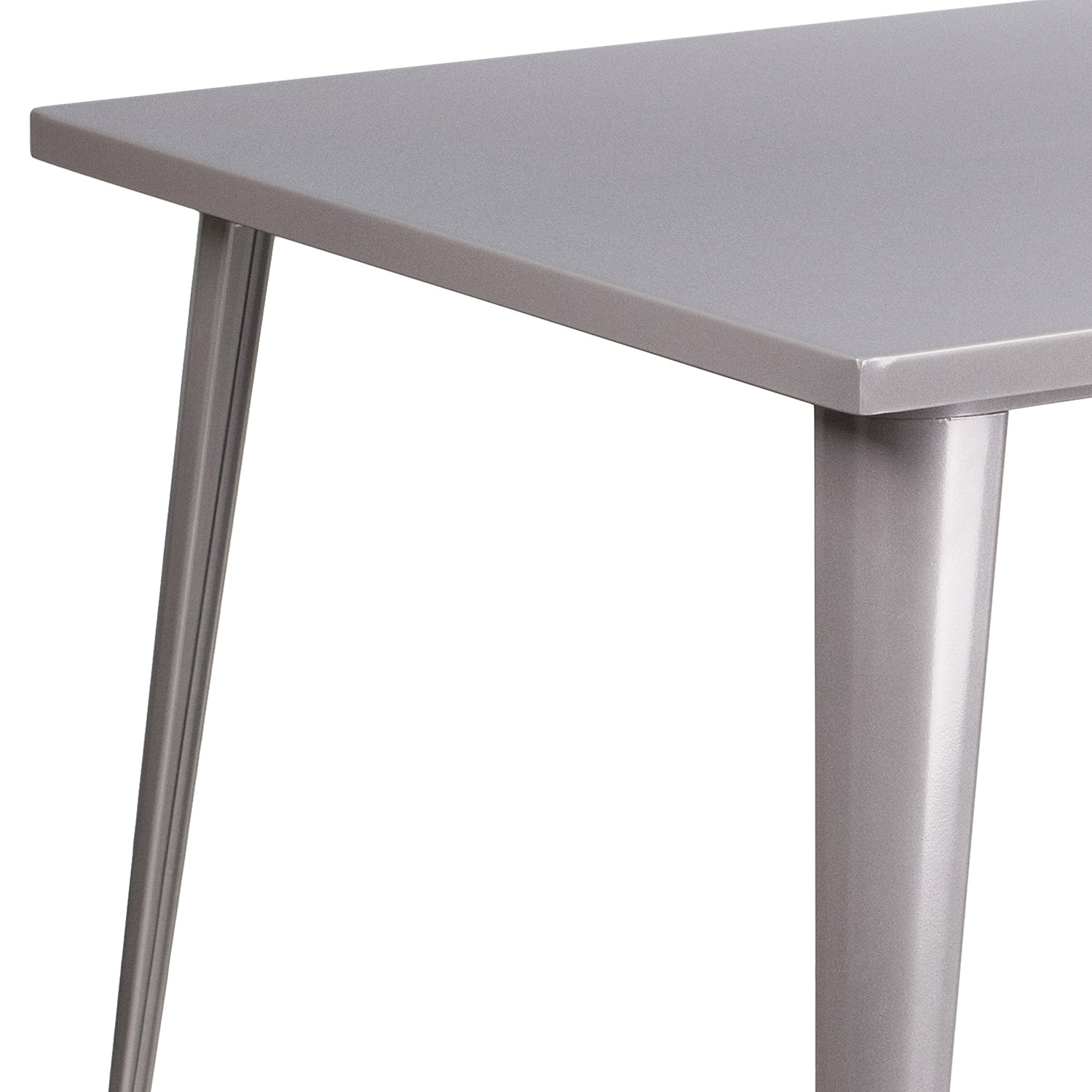 BLNK Parker Commercial Square Metal Indoor-Outdoor Table - Silver