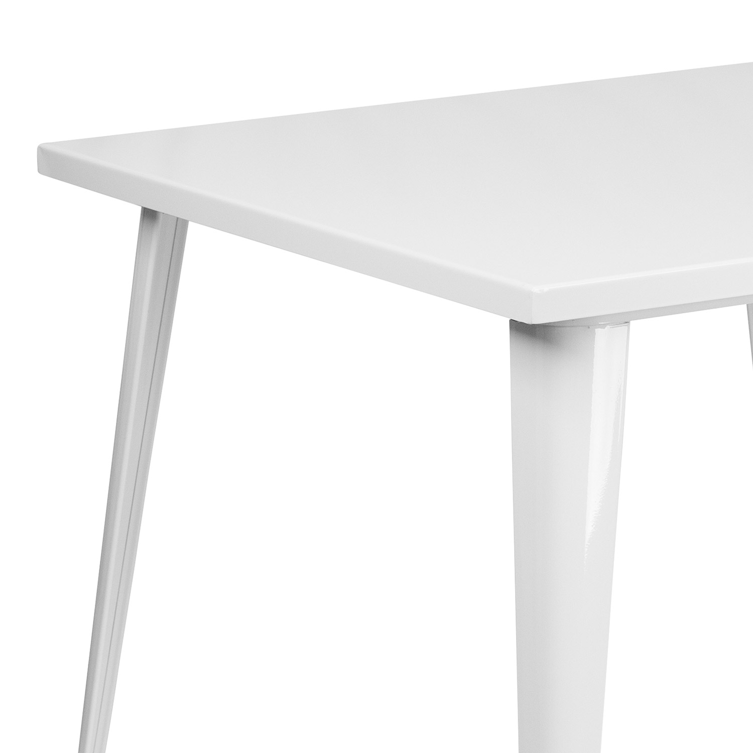 BLNK Parker Commercial Square Metal Indoor-Outdoor Table - White