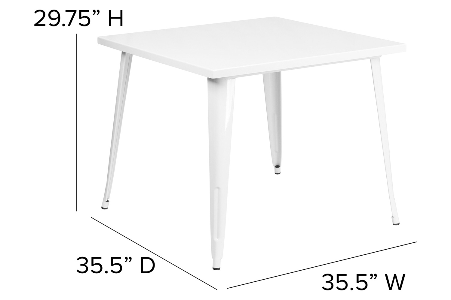 BLNK Parker Commercial Square Metal Indoor-Outdoor Table - White