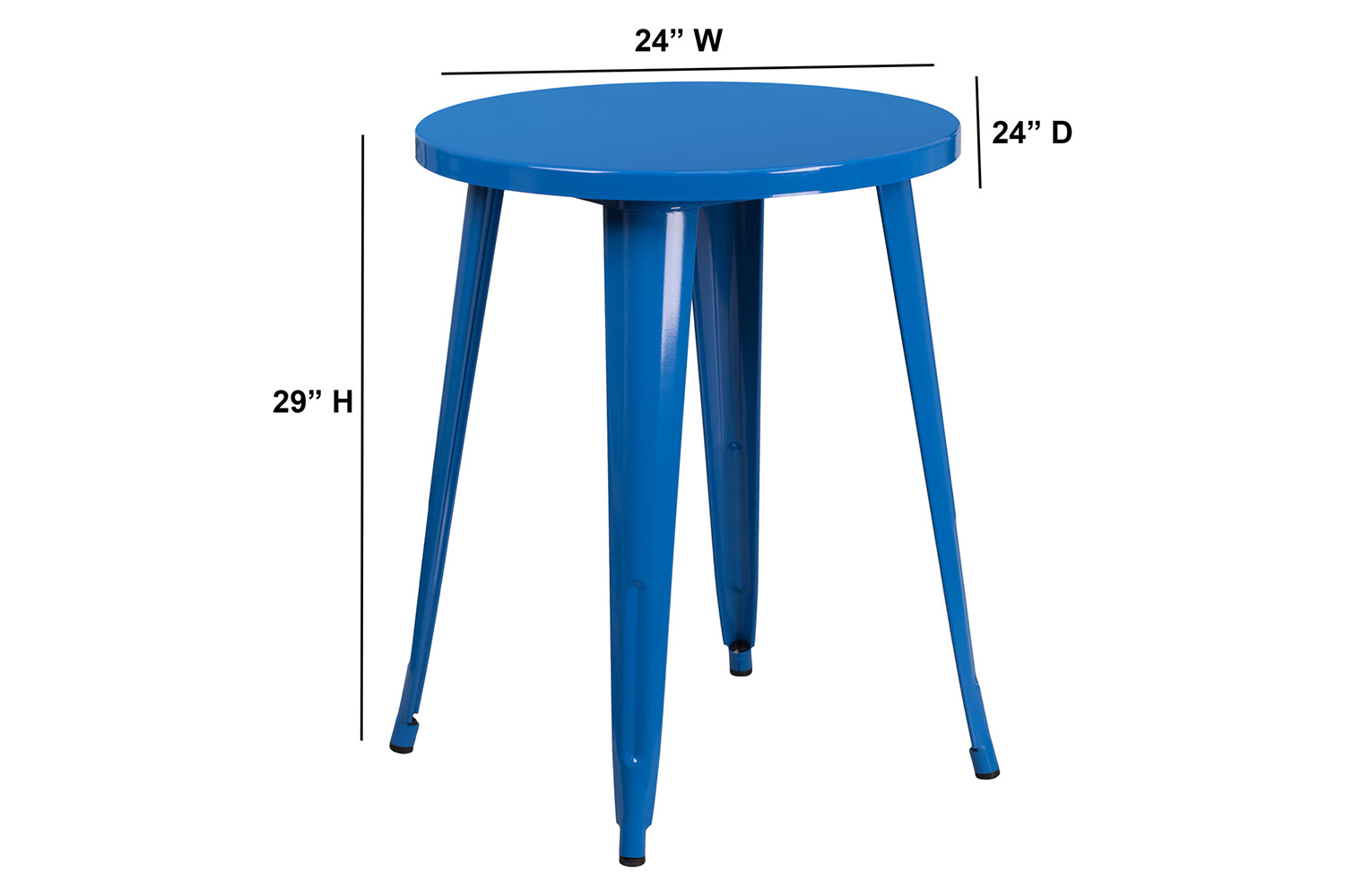 BLNK Webb Commercial Round Metal Indoor-Outdoor Table - Blue