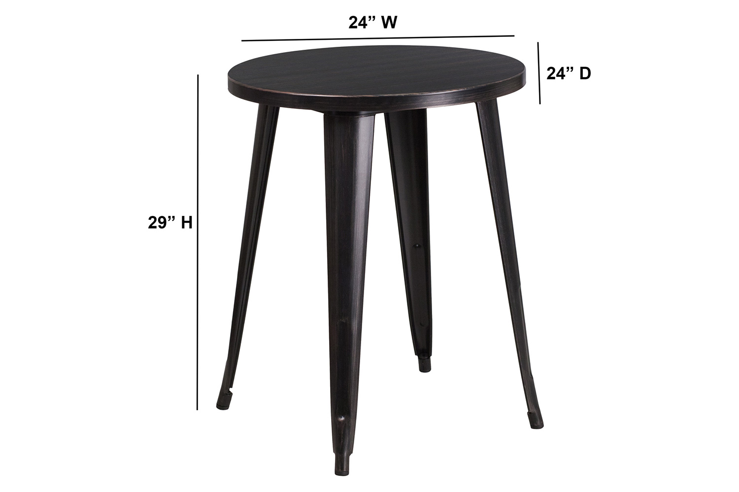 BLNK Webb Commercial Round Metal Indoor-Outdoor Table - Black/Antique