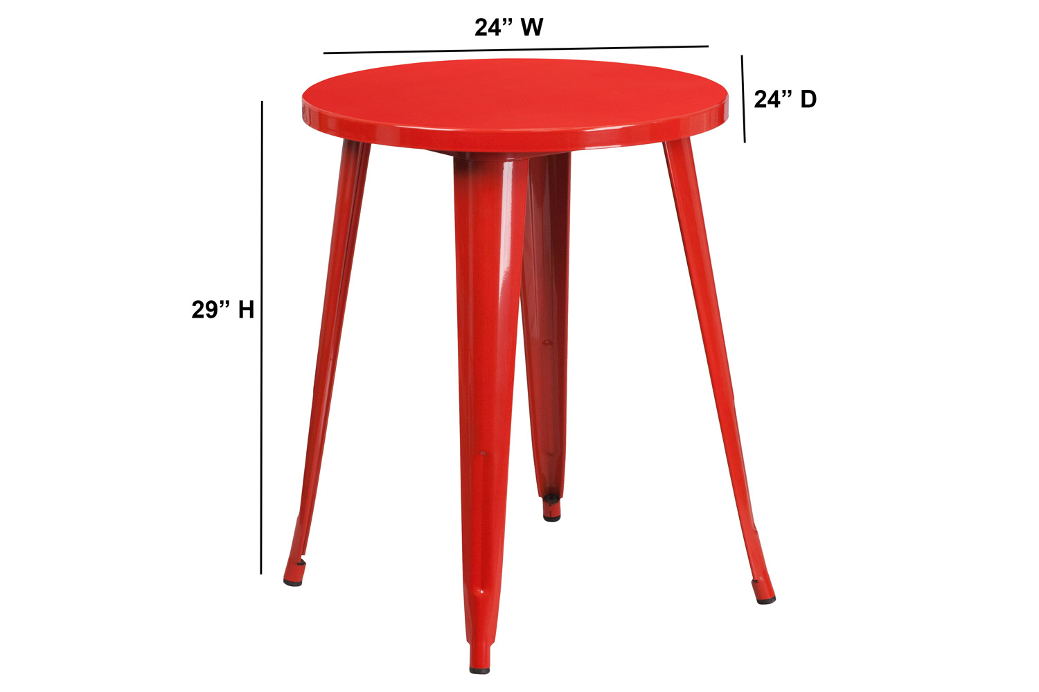 BLNK Webb Commercial Round Metal Indoor-Outdoor Table - Red