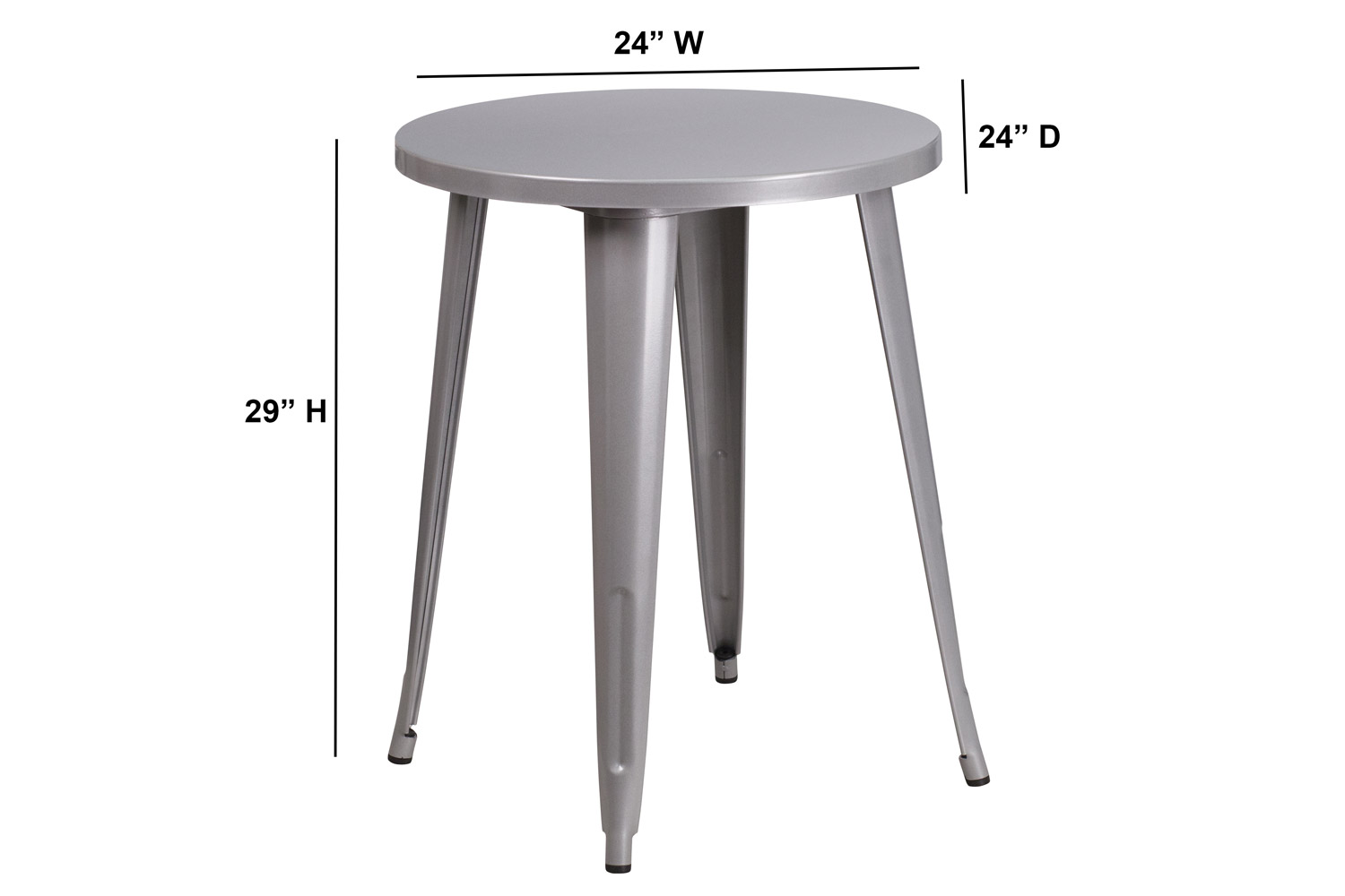 BLNK™ Webb Commercial Round Metal Indoor-Outdoor Table - Silver