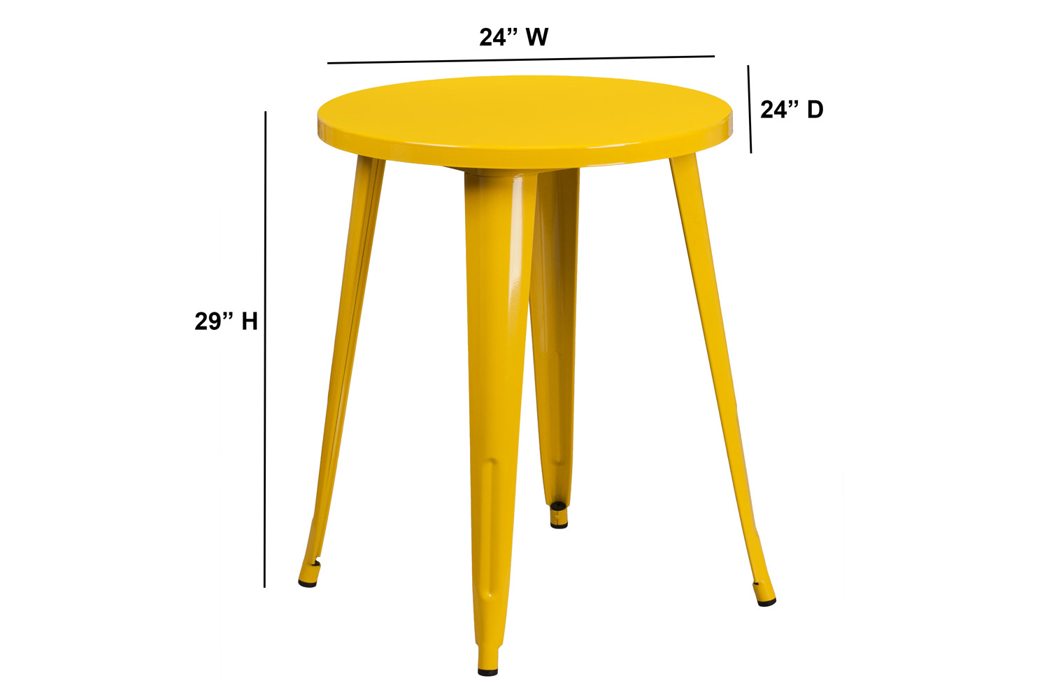 BLNK™ Webb Commercial Round Metal Indoor-Outdoor Table - Yellow