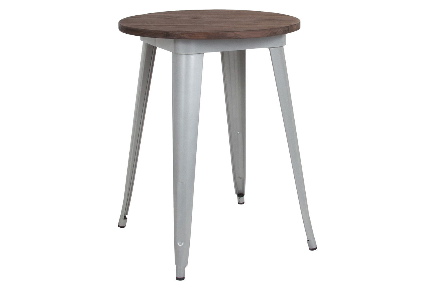 BLNK Webb Round Metal Indoor Table with Walnut Rustic Wood Top