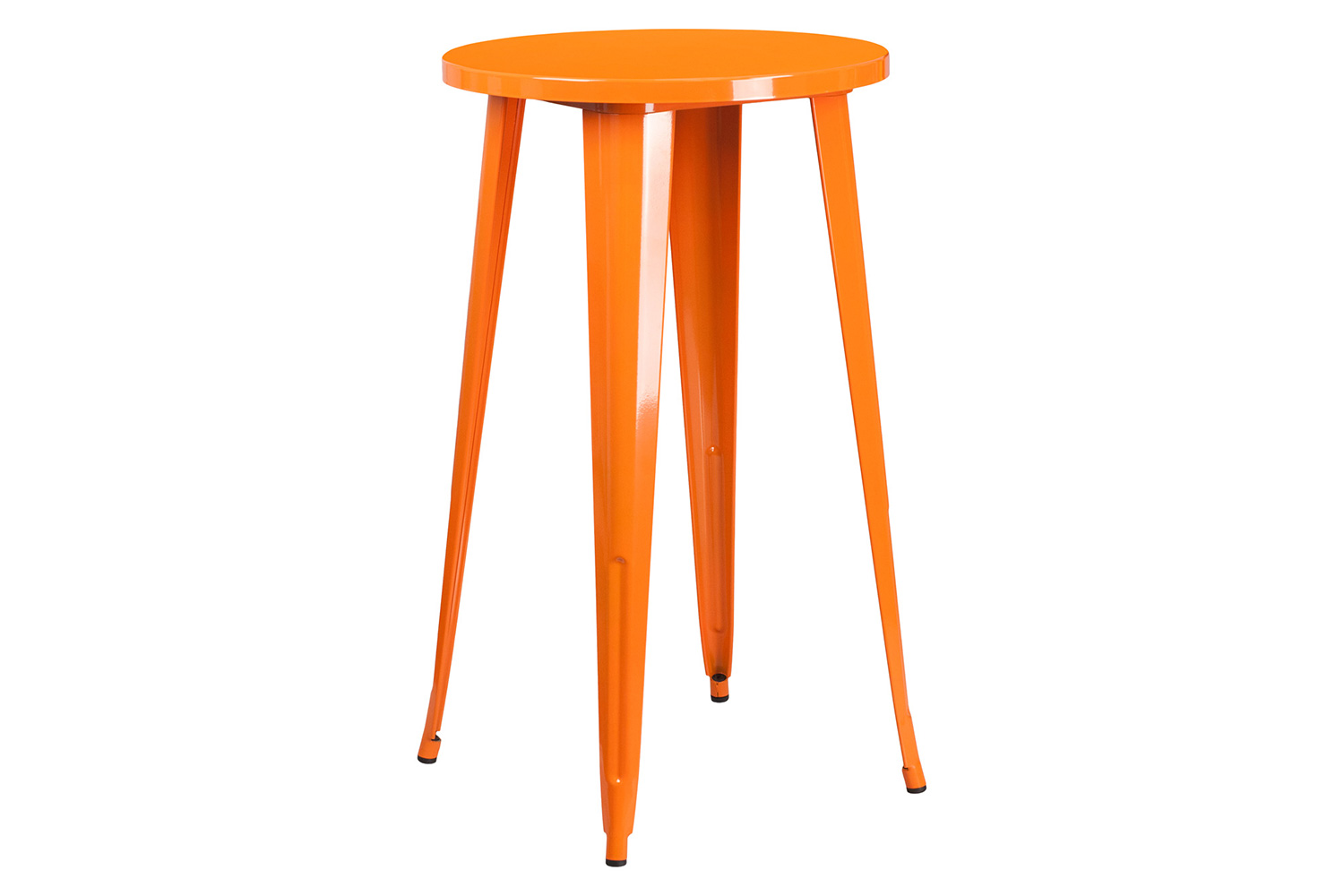 BLNK Nichols Commercial Round Metal Indoor-Outdoor Bar Table Set with 2 Cafe Stools - Orange