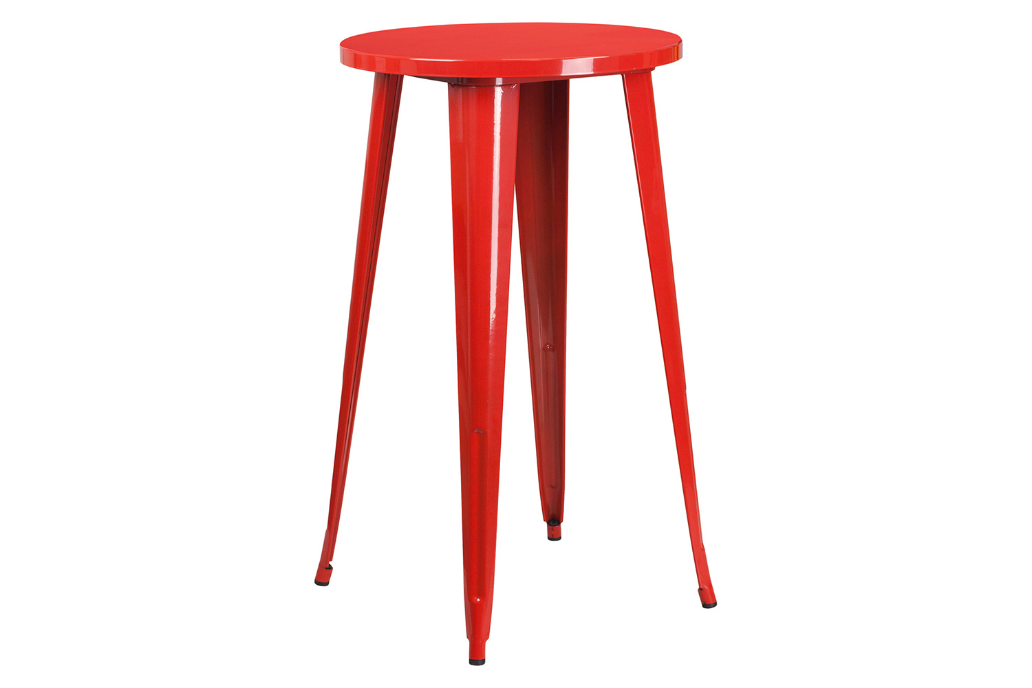 BLNK Nichols Commercial Round Metal Indoor-Outdoor Bar Table Set with 2 Cafe Stools - Red