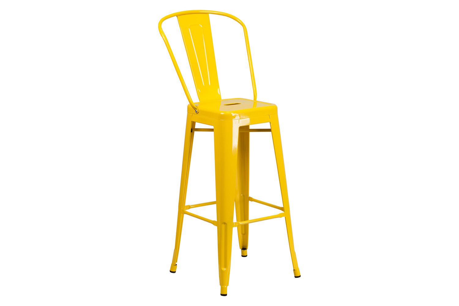 BLNK Nichols Commercial Round Metal Indoor-Outdoor Bar Table Set with 2 Cafe Stools - Yellow