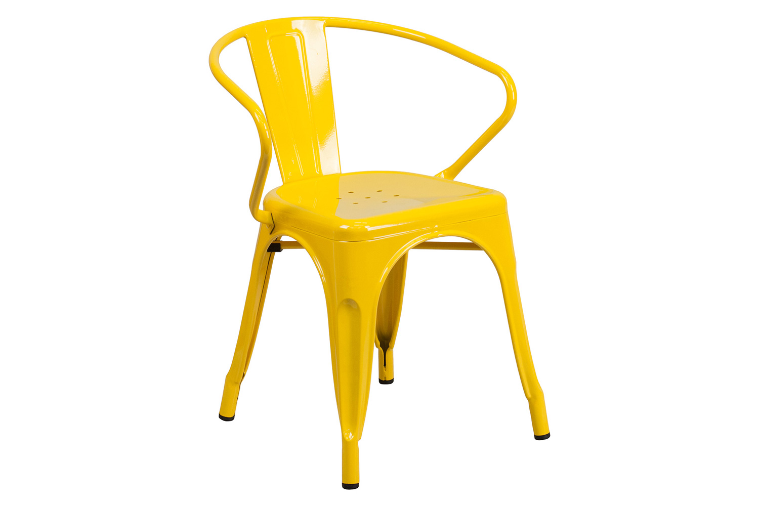 BLNK Napoleon Commercial Round Metal Indoor-Outdoor Table Set with 2 Arm Chairs - Yellow